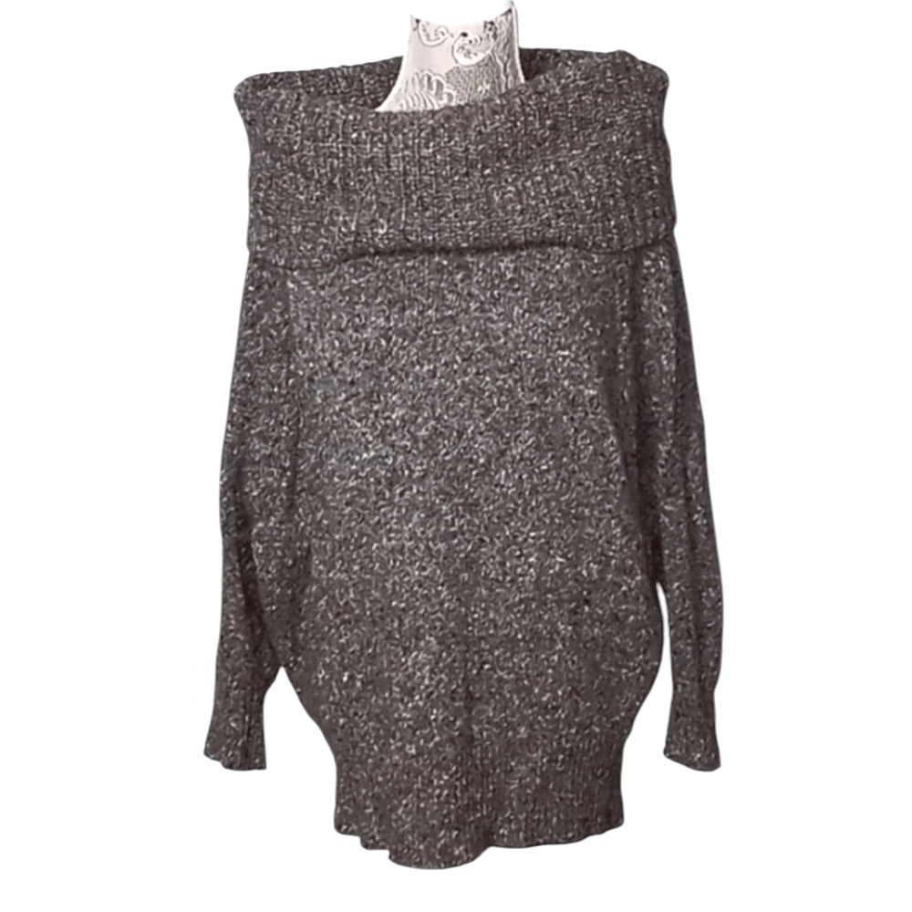 Joie Wool blend gray speckled cowl neck oversized thick cozy sweater